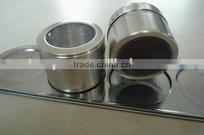 New Arrival 4 Pcs Magnetic Stainless Steel Spice Container Rack Set