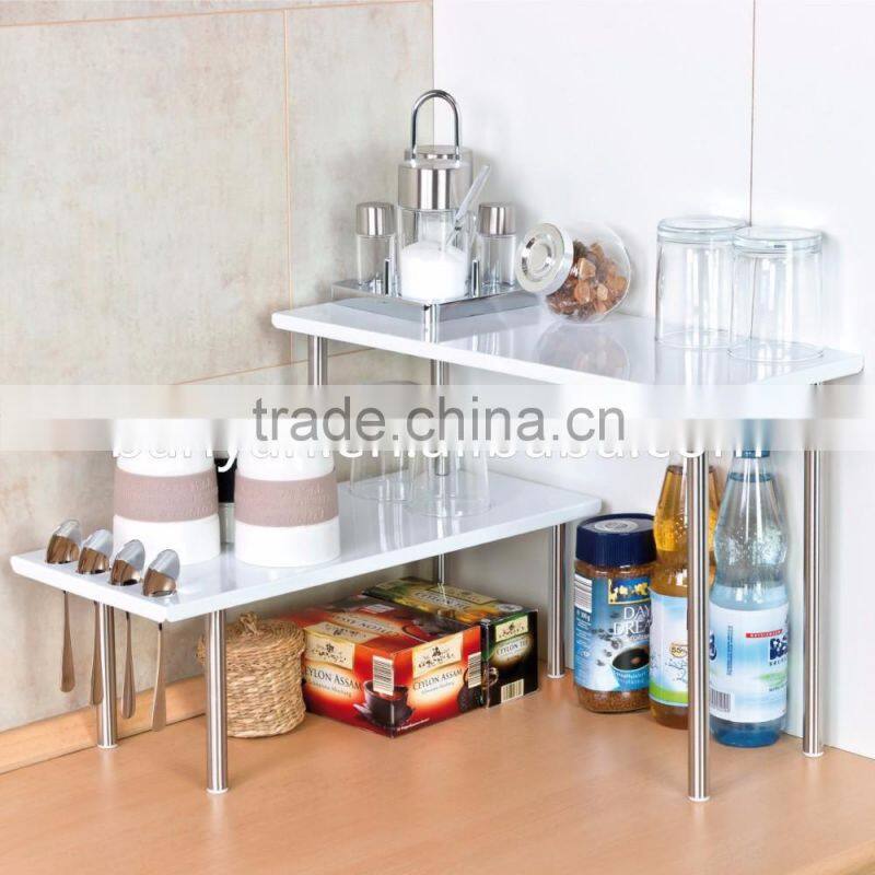 Kitchen or Bathroom Use 2 Tiers Rectangle Stainless Steel kitchen shelf