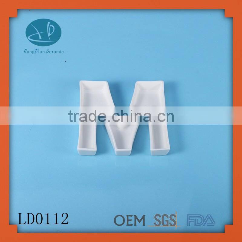 Ceramic Greek Alphabet Dish, Mu,letter dish,ceramic dish,porcelain dish