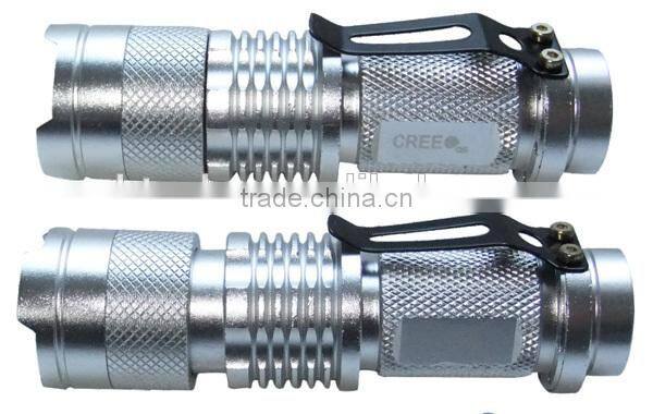 Good quality portable aluminum mini camping LED flashlight with pocket clip