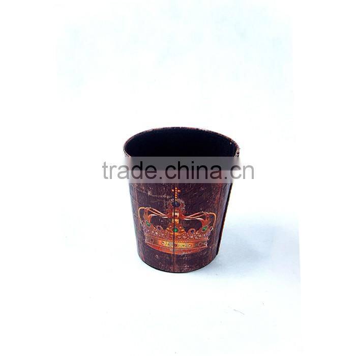 Newest Elegant Crown Print Waste Bin Faux Leather Trash Can