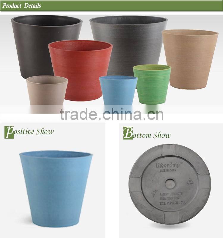 Green plastic wood stone UV protective large garden decorative plain surface planters
