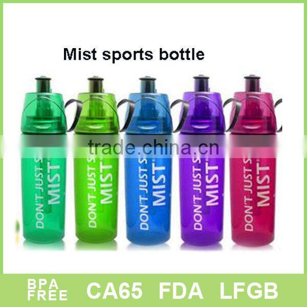 Dual functional water drink and spray Mist Squeeze Bottle sport Water Bottle with Mist Sprayer