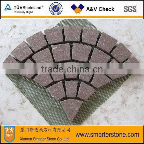 Fan Shape Granite Paving Stone Cube Stone Brown