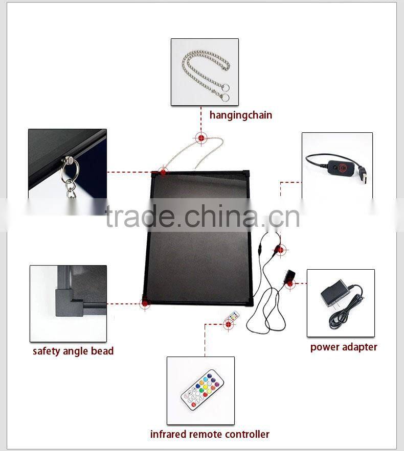 Neon glowing led menu board