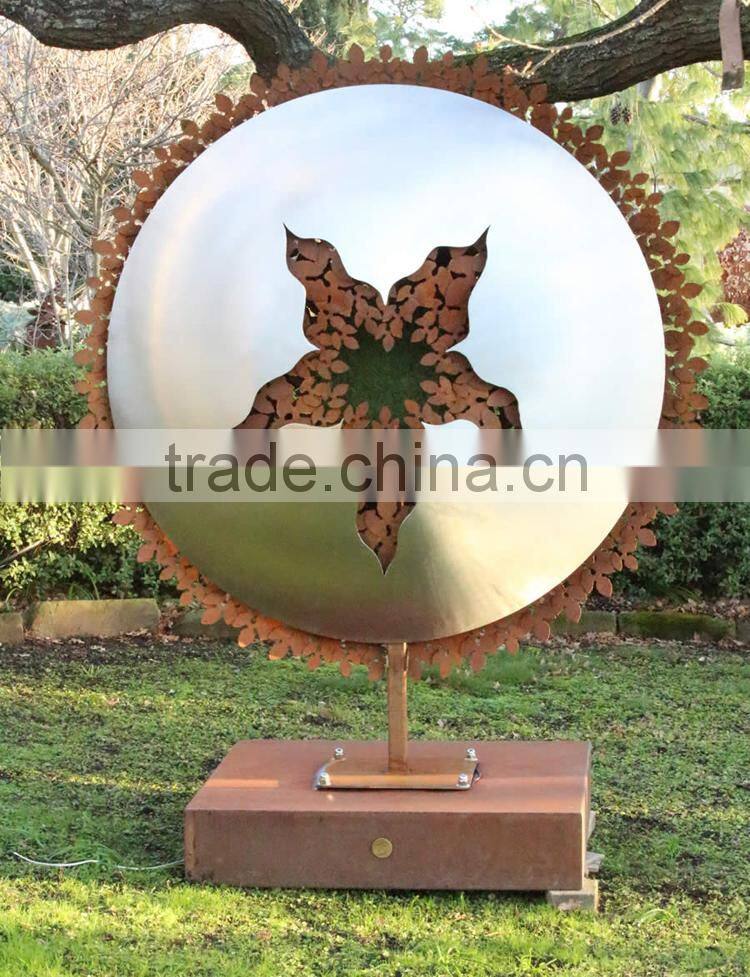 outdoor decoration modern high polishing stainless garden sculpture