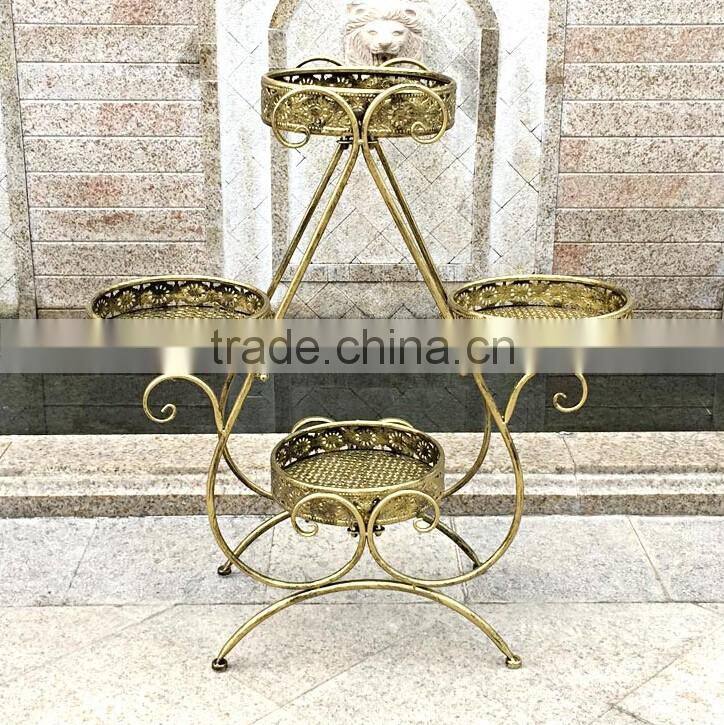 2016 custom outdoor decorative wrought iron flower pot stand