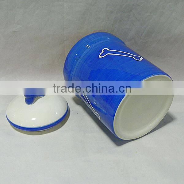 Column Shape Ceramic Dog Treat Jar