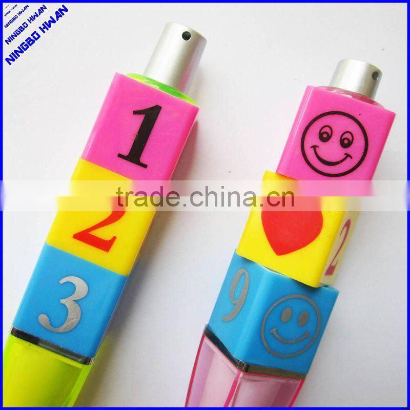cartoon design square and fat barrel recycling big size plastic square pen