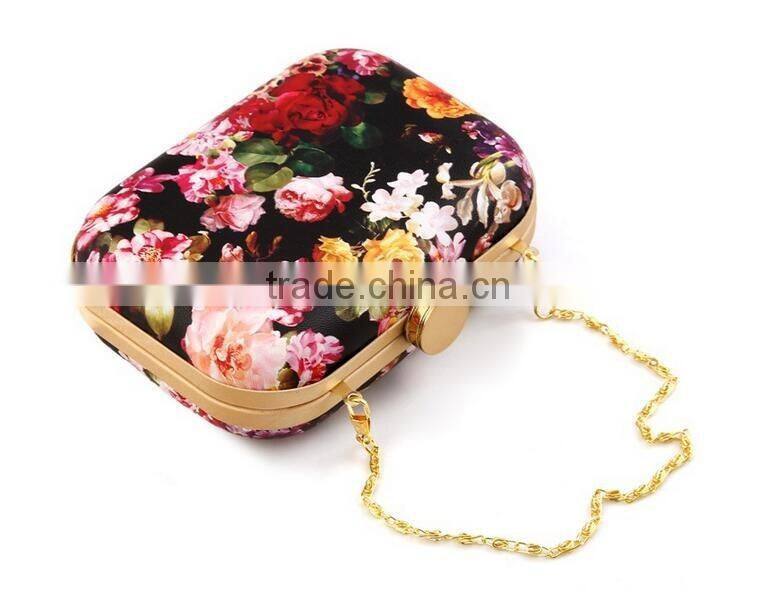 flower colorful printed party bag lady fancy clutch bag