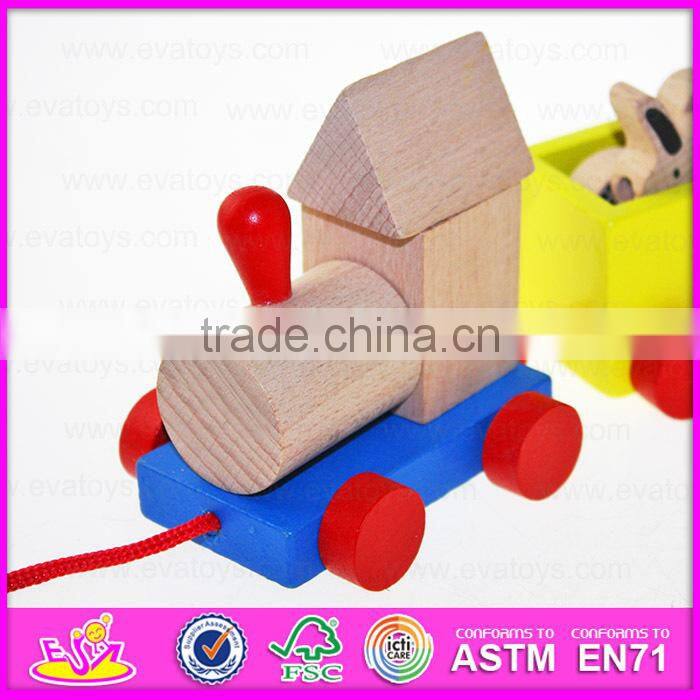 2015 Educational Kids wooden pull line toy,Funny play children wooden pull line toy,Hot sale Baby Pull Line Train Toys W05B088