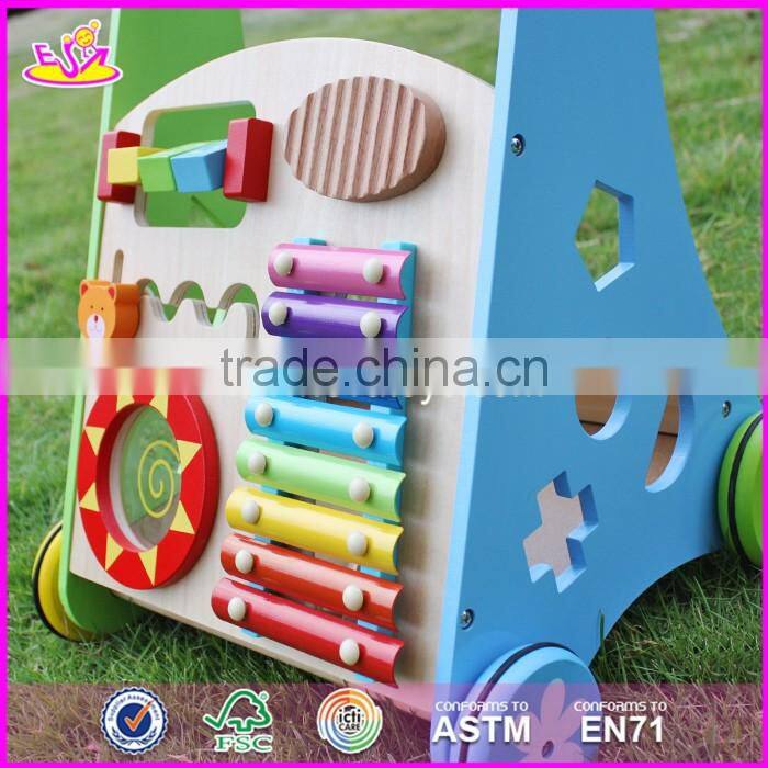 Wholesale best design multi push along wooden baby walking toys W08J001