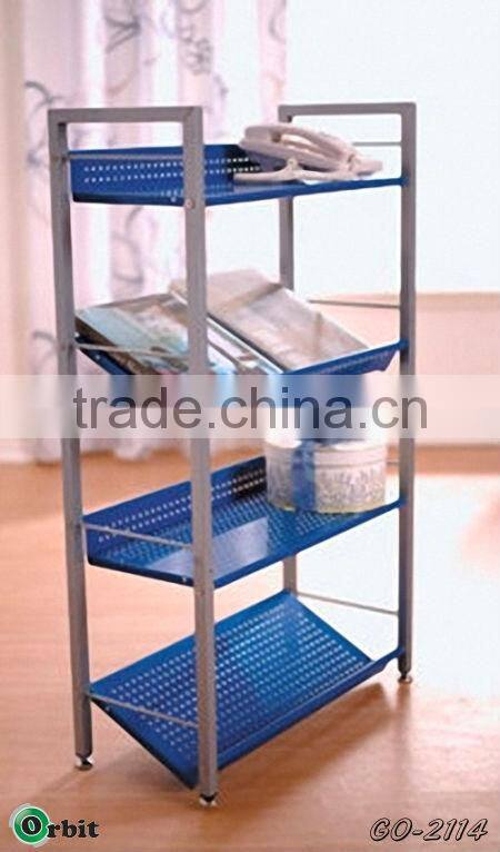 Durable adjustable book display stand, storage rack, metal magazine shelf