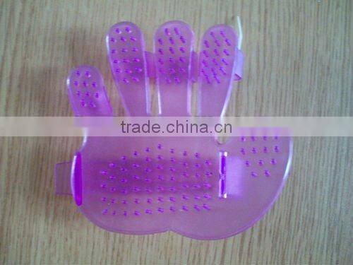 PVC massage glove/palm plastic handheld massager/pink hair shampoo scalp head massager brush