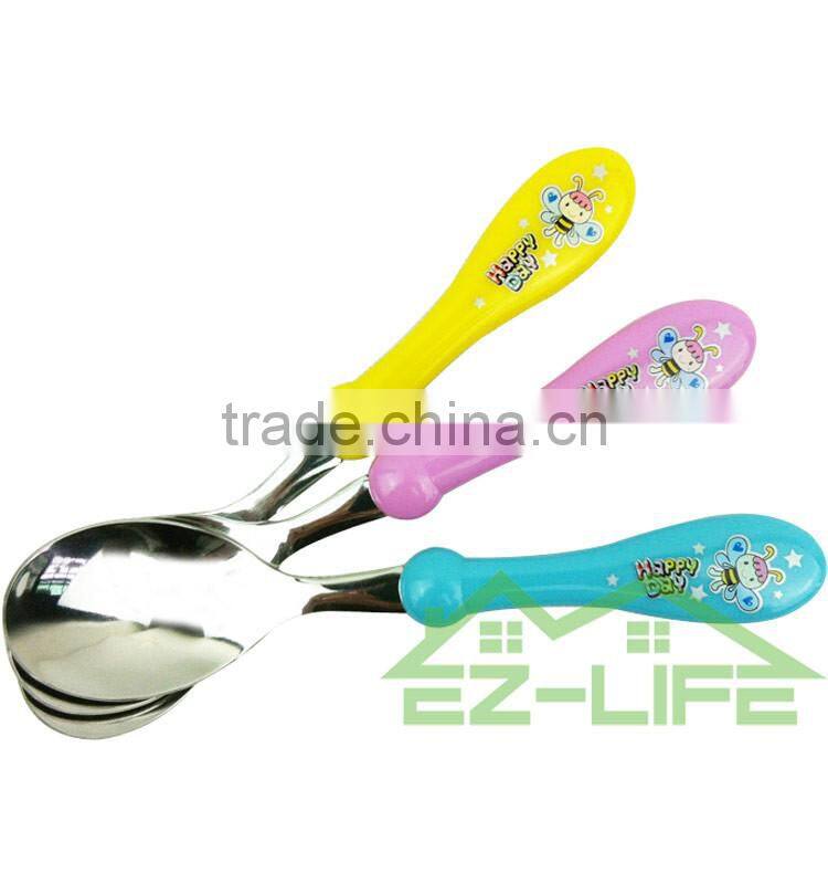 Korean stainless steel baby faltware sets training chopsticks and spoon
