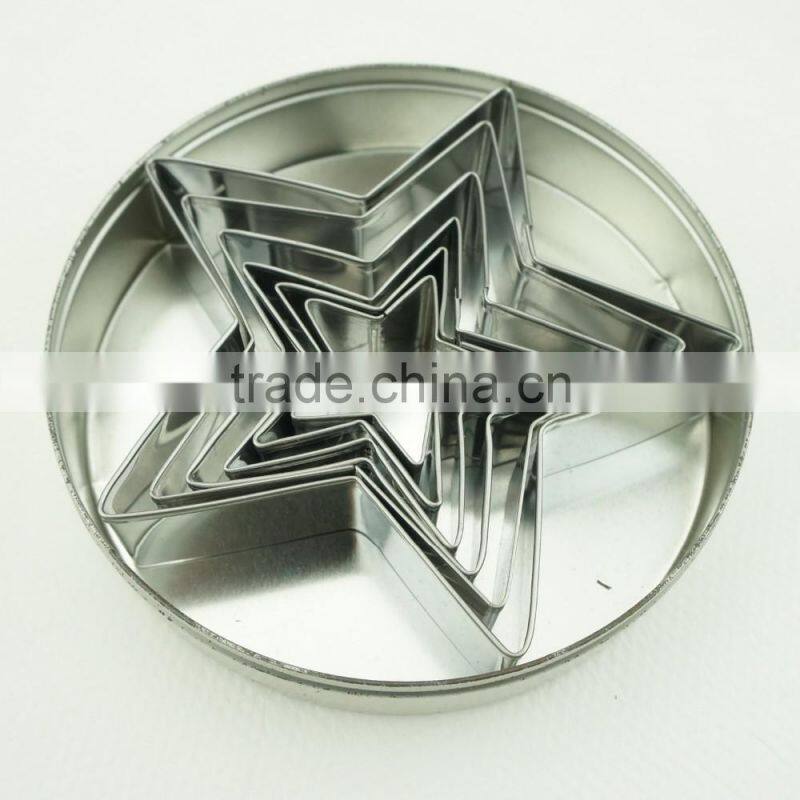 47023 6pcs five star shape stainless steel cookie cutter set