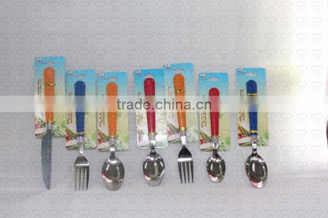 Hot!!!! stainless steel dinnerware set w/coloreful plastic handle