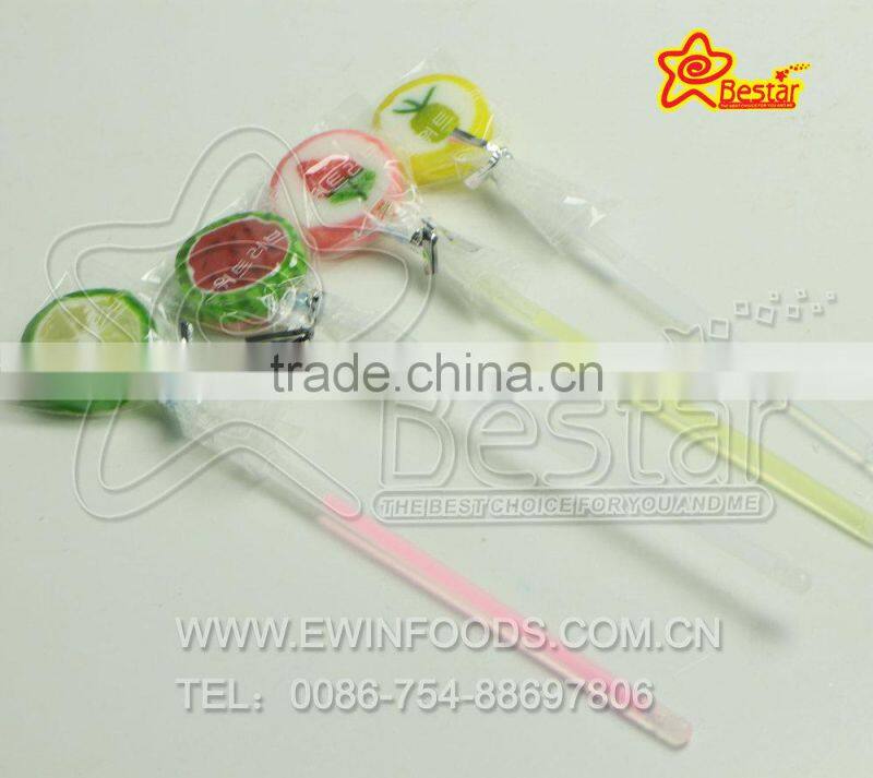 Fluorescence Light Handmade Flat Fruit Lollipop