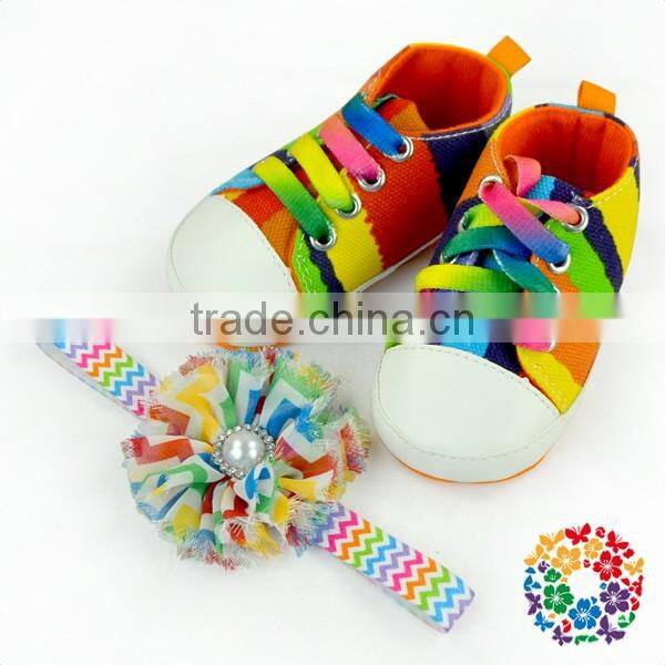 Hot Sell Baby St.patricks Day Lace Sequin Shoes With Match Headband Newborn Baby Prewalker Shoe Wholesale Baby Moccasin Shoes