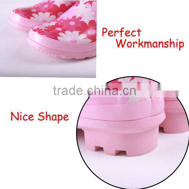 rubber rain boots with flower pattern