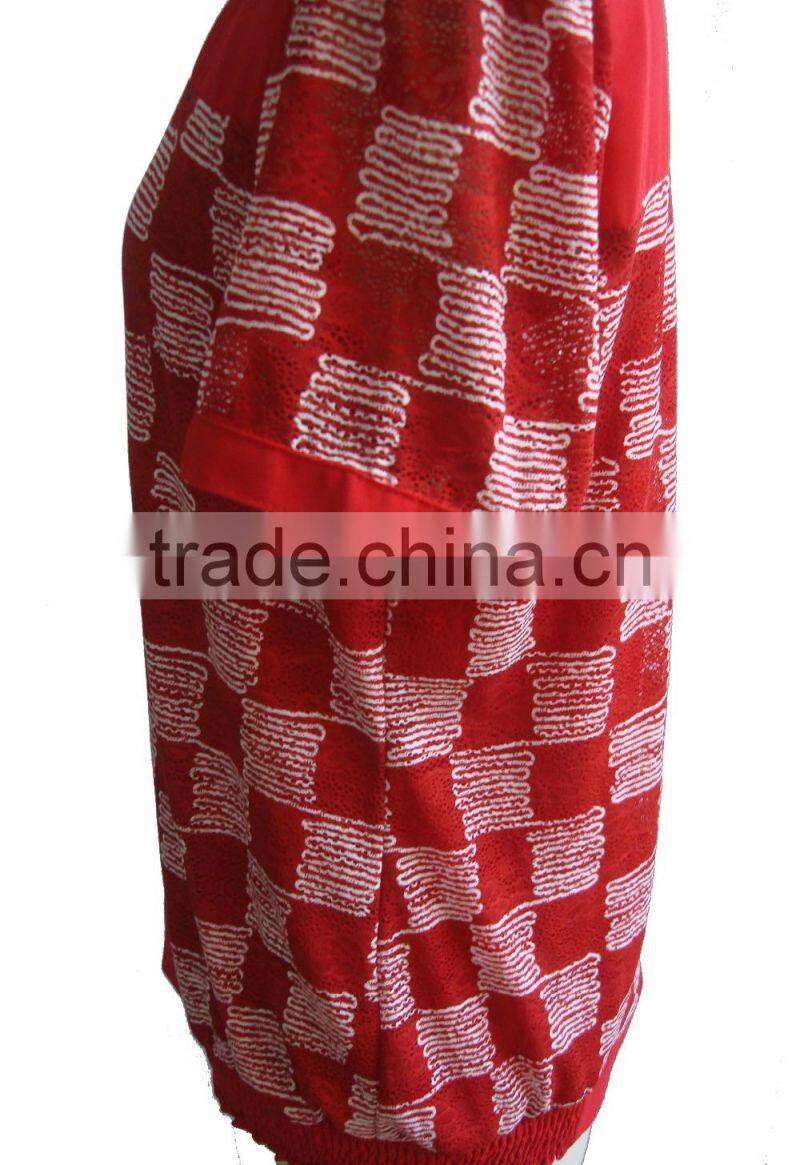 Red Plaid Check Print Lycra Blouse