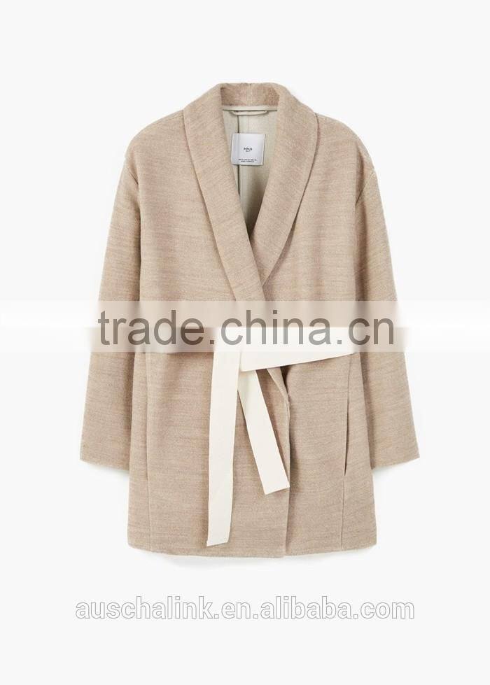 High Quality Ladies Side Pocket Long Sleeve Cheap Warm Cotton Coat