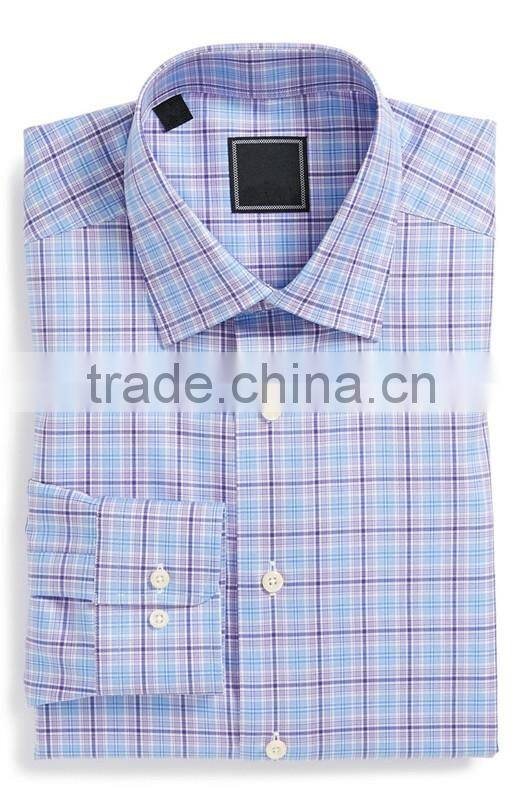 Dense plaid,colored dress shirt,spread collar,men's shirt