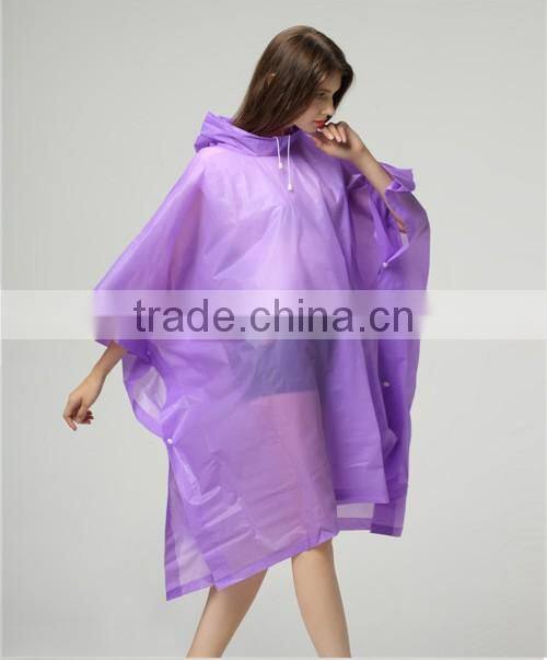 Waterproof portable kids PVC raincoat/rain poncho with hood and print