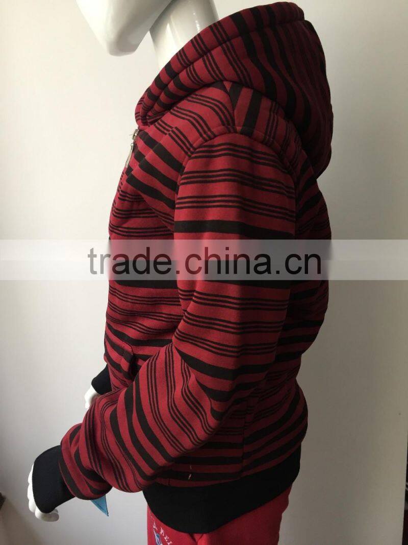 Children coat stripe style boy zipper jacket with hoody