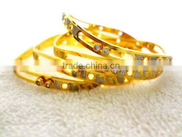 Stylish Micro Gold Plated Bangles with Moving Stones