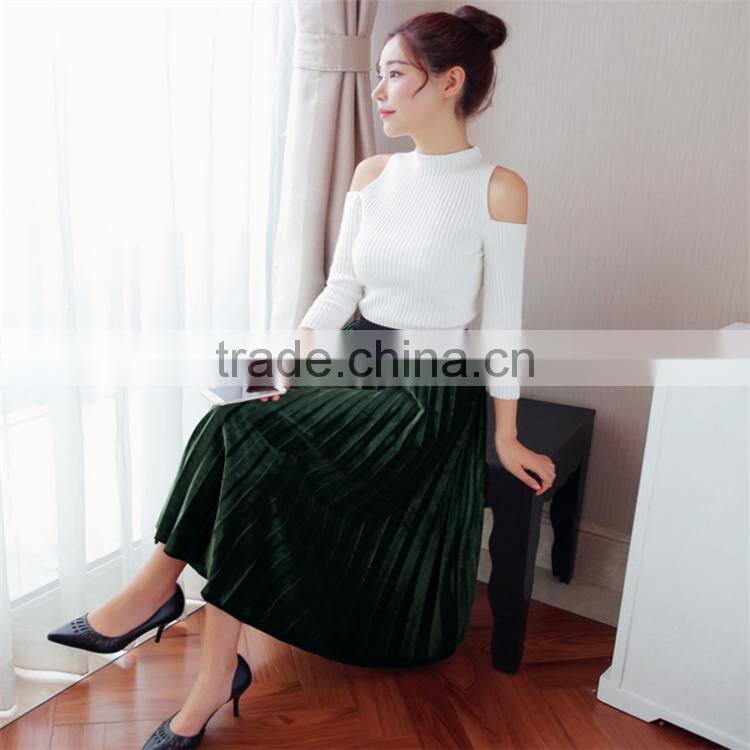 2017 latest popular women's clothing Velvet tall waist long skirts for ladies