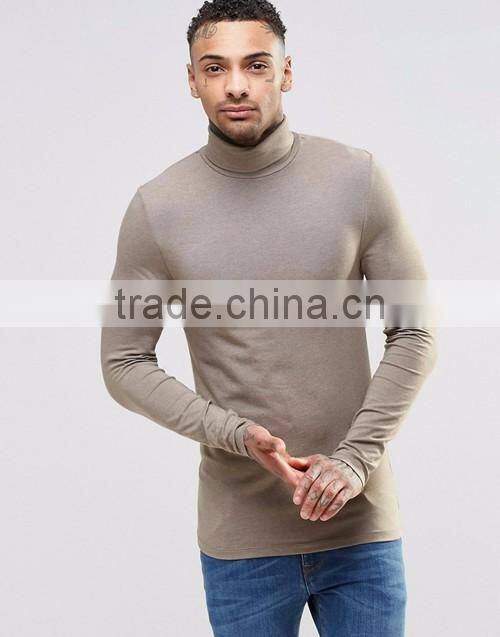 Men extreme muscle skinny fit roll neck long sleeve tee shirt OEM china manufacturers