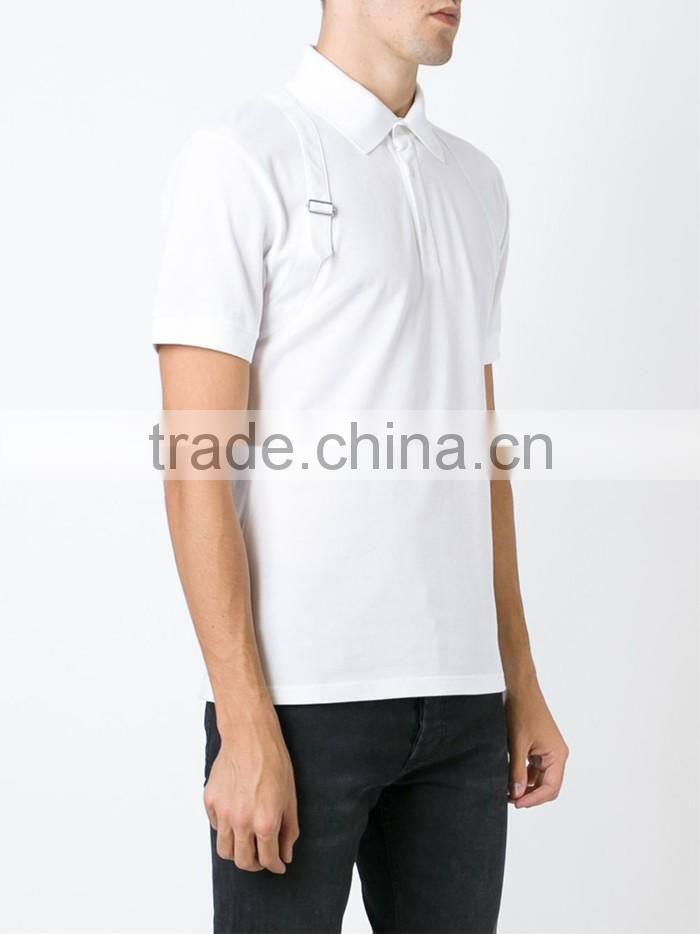Custom men white harness brand polo shirt