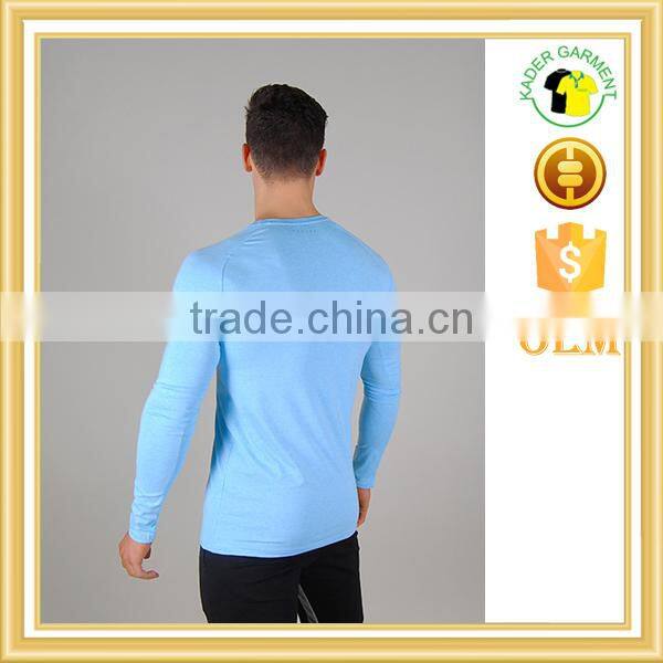 Muscle fit mens plain long sleeve t shirt