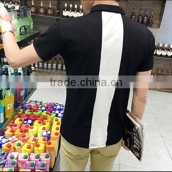 2016 fashion custom 100 cotton two color polo shirt with double pocket