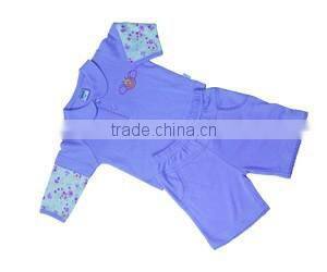 Summer round collar long sleeve purple baby shorts cotton suits