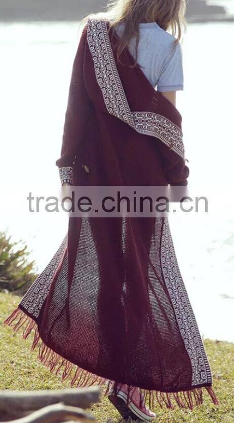 Runwaylover EY1054C New Fashion 2017 Ladies Long Style Embroidery Cardigan Coats