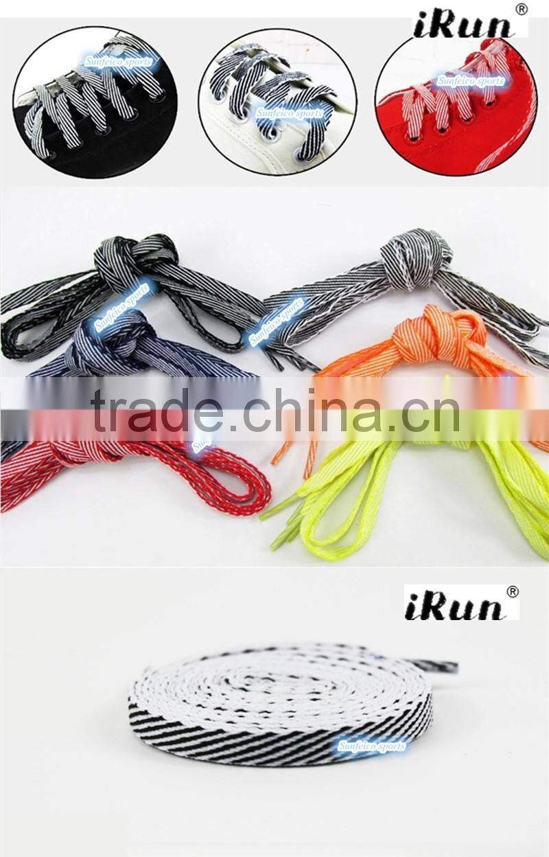 2016 New Twill Pattern Flat Shoelaces With Customized 2mm Thick 8mm Width~Double Colors Shoelaces For Running~Accept Custom