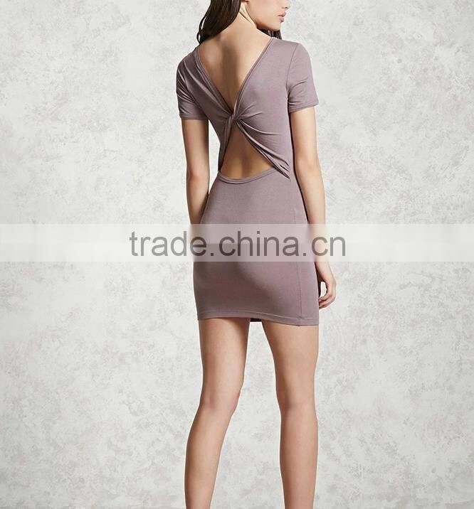 2017 bandage dress Fabric Sexy Twisted Cutout-Back Bodycon Bandage Pencil Dress