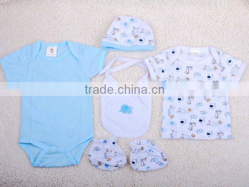 baby 5pcs clothing gift set box/baby wear/cotton newborn baby clothing/baby garments/wholesale clothing