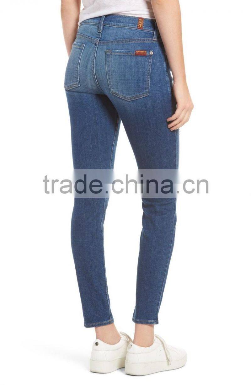 2017 Hot sale Custom distressed Ripped Skinny 100%cotton denim jeans trousers slim fit washed denim jean pants