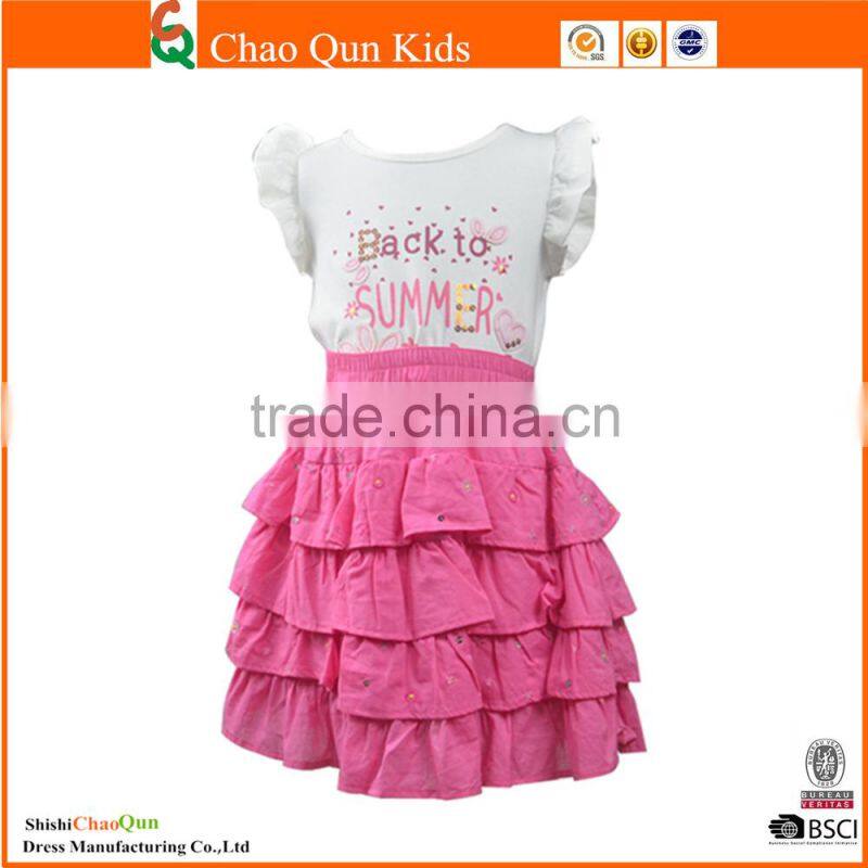 Latest summer custom designs flower printing net fomal kids dresses