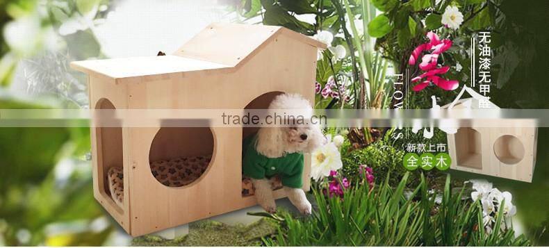 Hot selling china new fashion solid wood pet bed house wood pet doghouse for dog