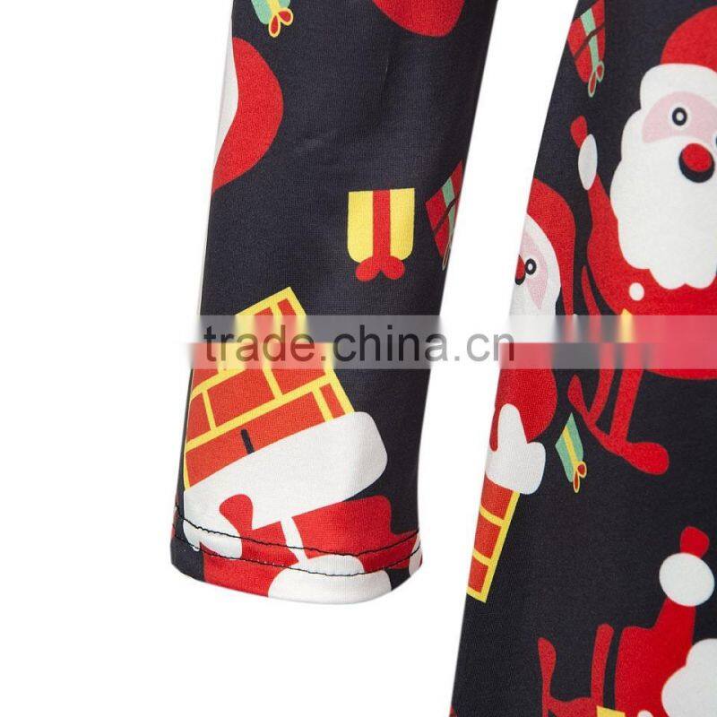 Women's long sleeve snow and snowman Christmas full printing dress shirt clothes