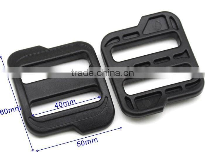 Plastic POM black Adjustable big Buckle Camping Carabiner Tri Glide slider buckles for backpack straps webbing