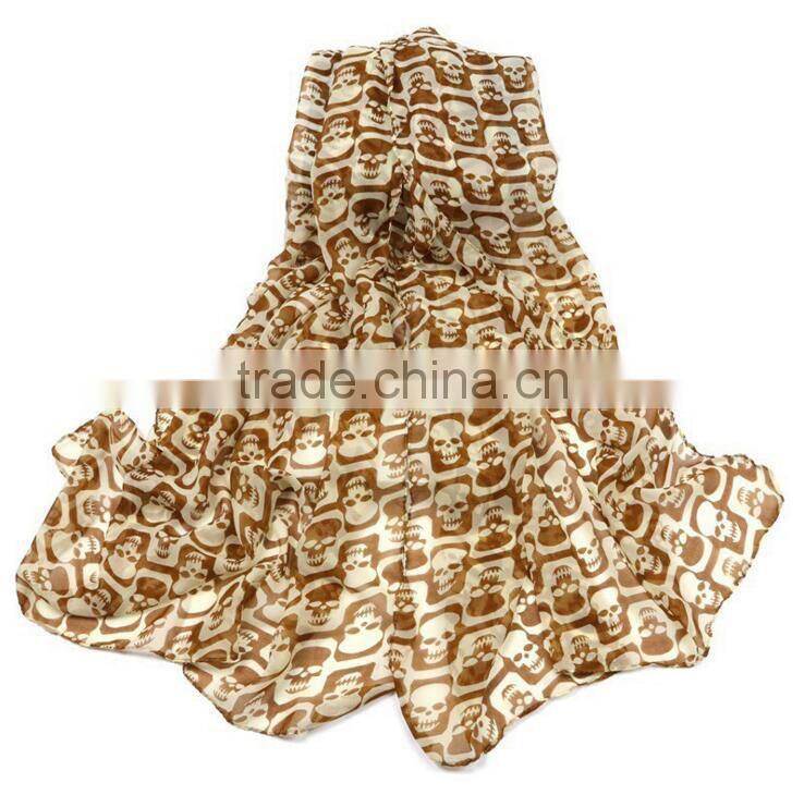 Fashion Cheap Soft Long Skull Pattern Summer Beach Stole Shawl Scarf For Lady