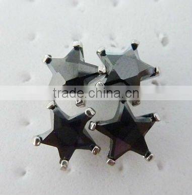 Round cut black stainless steel Cubic Zirconia stud Earrings, CZ Stud Earrings, CZ Earrings