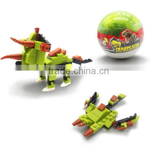 mini plastic dinosaur capsule toy creative assembly block toys educational toys for kids