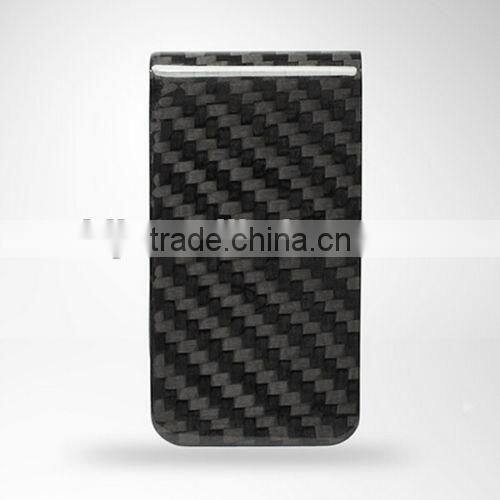 Real Carbon Fiber Money Clip Glossy Black Credit Card holder Money Wallet