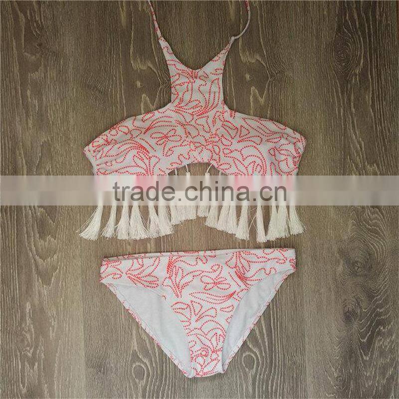 gray tassel leaves swimwear bikini/ latest fashion green vintage tassel bikini swimwear